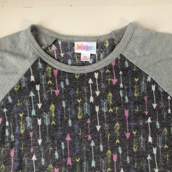 Lularoe Randy Women’s 3/4 Sleeve Raglan Tee Gray/charcoal Colorful Arrows NWT - Picture 8 of 13